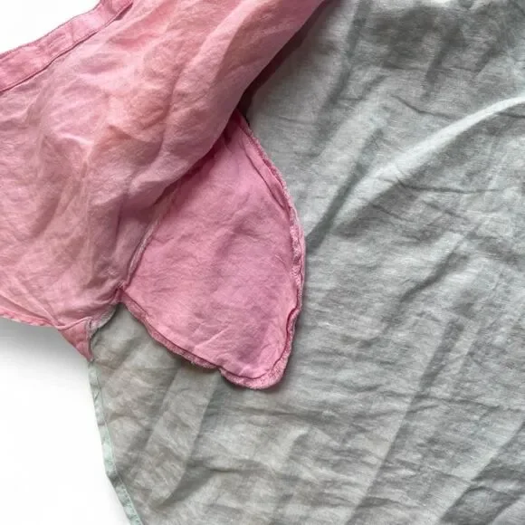 100% Linen Lands' End Pastels Colour block shirt with pockets. Size S (6-8) - Picture 4 of 8